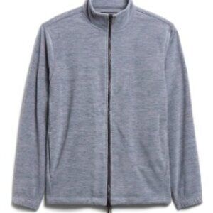 Banana Republic Arctic Fleece Grey Literature Zipper Front Long Sleeve M NWT